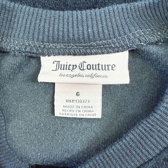 Juicy Couture Sweatshirt Girls Size 6 Black Velour Sweater Ribbon Embellished - Picture 5 of 9
